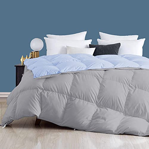 Image of Day Care - 400 GSM Hotel Quality-Down Alternative Reversible Comforter (90 inch x 100 inch Inches /228cm x 254cm) - Comforter Double Bed|Silver /Sky Blue| TC - 450