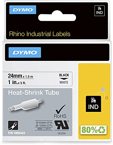 Dymo 1805443 24mm Rhino Heat Shrink Tube - White-Black