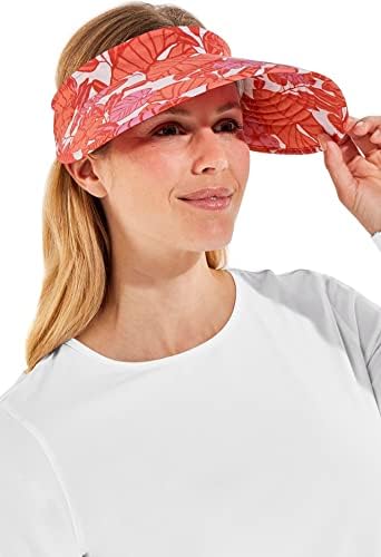 Coolibar UPF 50+ Women's Bel Aire Zip-Off Sun Visor - Sun Protective (One Size- Radiant Coral Casia Palm)