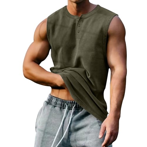 Débardeur musculaire homme pour la plage, chemise ample en lin d'été