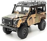 rc rock crawler d90 land rover CONTROL PROPORCIONAL de 2,4 GHz: control remoto de volante con control proporcional de gas y dirección para un control preciso. Se pueden operar varios vehículos al mismo tiempo, sin interferencia de señal mutua. Alcance de hasta 80 m.