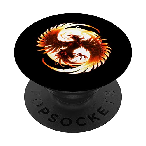 Phoenix Rising From Ashes PopSockets Swappable PopGrip, Black