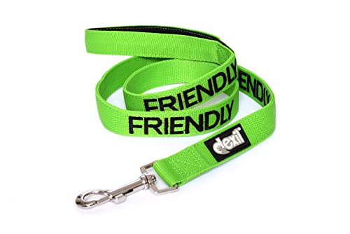 Dexil Friendly (Friendly to All) Green Warning Dog Colour Coded Luxury Padded Personalised 1.8m 6ft Lead Leash to Prevent Accidents or Incidents. Dog Award Winning