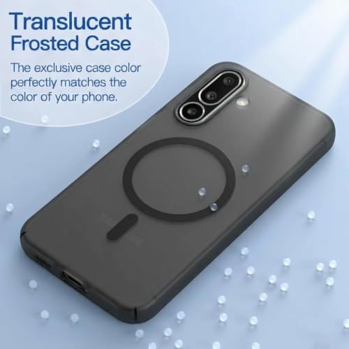 Image of DIZORO Matte Case for Samsung Galaxy M36 Compatible with MagSafe, Camera Lens Full Protection, Shockproof Translucent Frosted TPU Soft Phone Cover, Anti-Fingerprint-Black