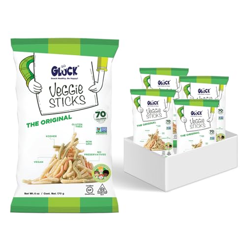 Gluck Sea Salt Veggie Sticks, Crunchy Vegetable Snack Straws, Gluten