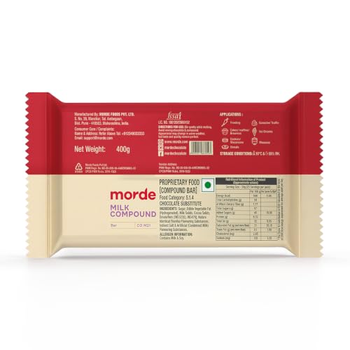 Image of Morde White Compound Bar (CO W33) - 400g | Ideal for Baking, Frosting, Chocolate Making, Ice Creams & Desserts