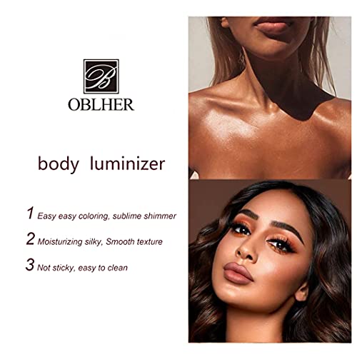 OBLHER B Sun Goes Down Bronzer Lightweight Bronzer Powder Shimmer Bronzing Powder Retouching Facial Contours Bronzer Fine, Lightweight Bronzer Powder Makeup Waterproof and Sweatproof 2.7oz E9503-02 - Image 4