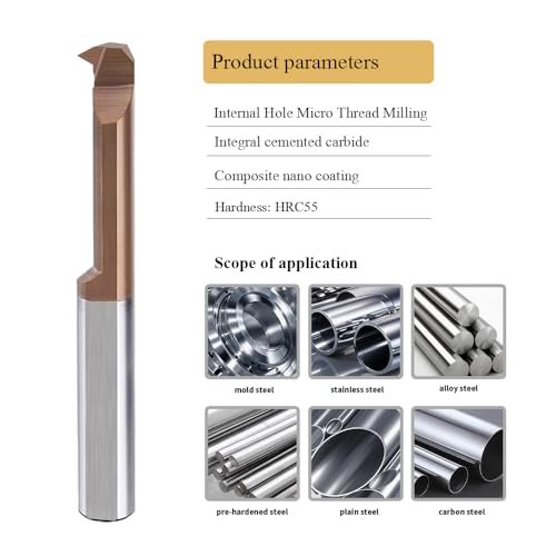 Image of Carbide MIR Inner Hole Micro Threaded Mills for Small Holes & Turning 5 Pcs MIR-6-A60-L22