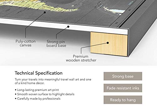 World Map With Push Pins On Canvas | Premium Push Pin World Map | Travel Map With Pins World Personalized | 24 X 32 #TOP2