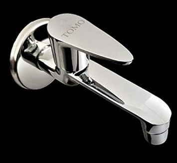 Marcoware Brass Chrome Finish Leaf Sleek Long Body Faucet Tap with Wall Flange