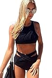 Cupshe Fashion Women's Solid Color High Waist Tank Bikini Set (M)