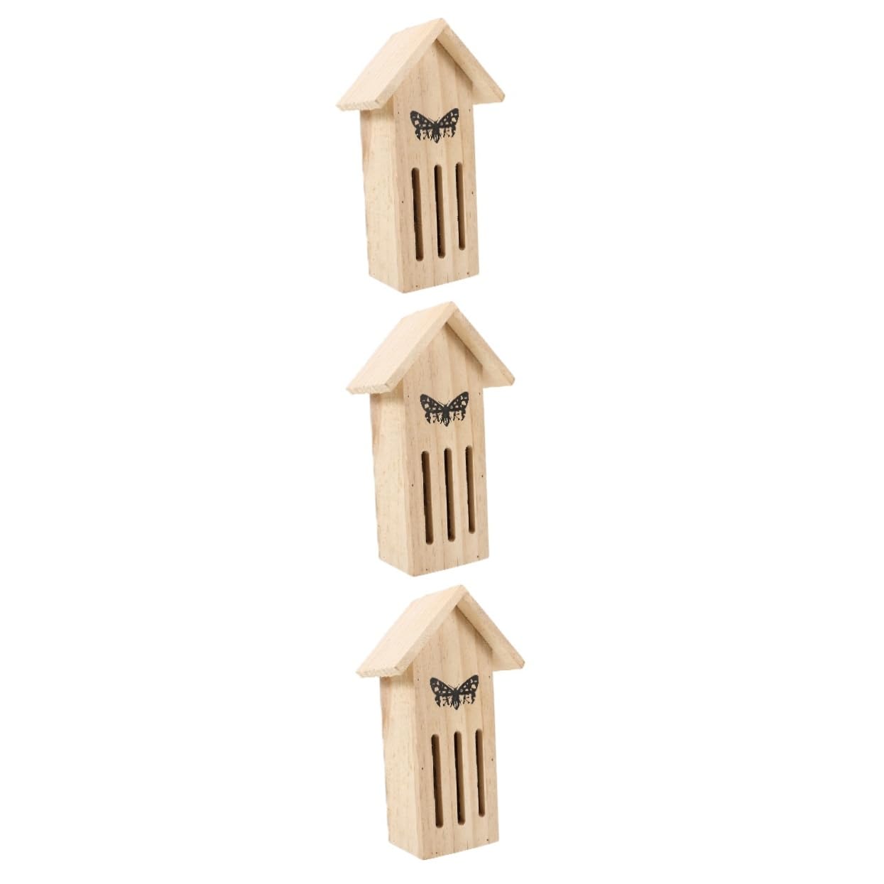 Happyyami 3stücke Holz Schmetterlingsfuttermittel Haus Wetterfestes Insektenhotel Für Garten Einladende Natürliche Holzstruktur Als Schmetterlingshabitat Und Dekoratives Element Im Freien