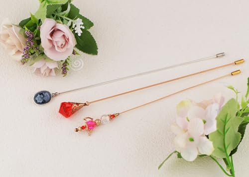 Image of Alilang Classic Vintage 3Pcs Hat Brooch Pin Set with Rhinestone and Pearl Accents for Scarves and Hats Lapel Pin Accessories