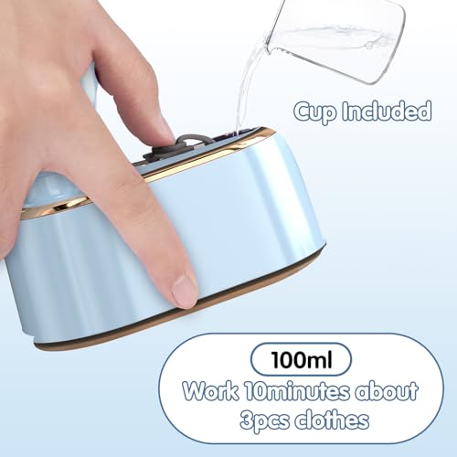Image of Travel Steamer Iron for Clothes Mini - Portable Ironing Machine Travel Small Size Portable Steamer Travel College Dorm Home Essentials (SkyBlue)