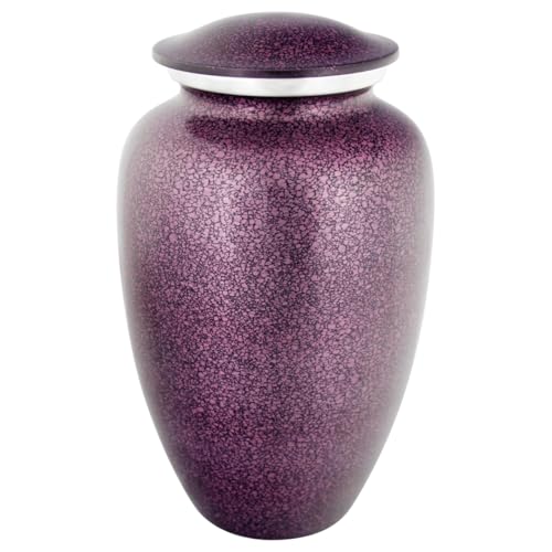 Plum Mist Cremation Urn for Ashes, Aluminum, Purple Urn, Adult Sized Cremation Urn, 10.5 Inches High