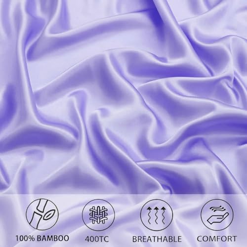 Image of RD TREND Microfiber Satin Weave Fitted Bedsheet King Size 78x72x10 Inch, Elastic Bedsheets for King Size Bed with 2 Pillow Covers-18x28 Inch (Lavender)