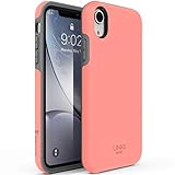 TEAM LUXURY iPhone XR Case, [UNIQ Series] Shockproof, Rugged Anti-Drop Hybrid Protective Phone Cases Cover Compatible with Apple iPhone XR 6.1” for Women & Men (Living Coral/Gray)