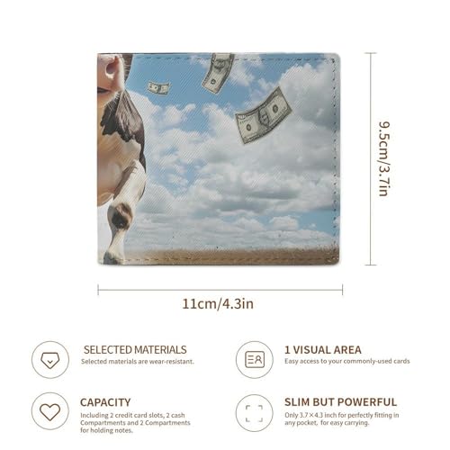 Cow Print Dollar Coin Purse PU Leather Bifold Wallet Small Change Purse Pouch Front Pocket Wallets3