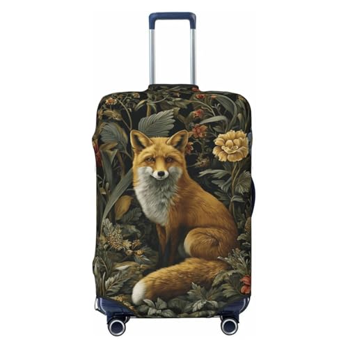 Fox Flowers And Plants Elastic Travel Luggage Covers Dustproof Scratch-Resistant Suitcase Protector Fit 22-24 Inch