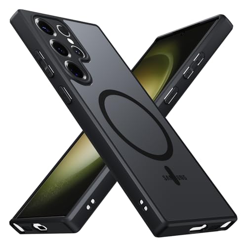Magnetic for Samsung Galaxy S23 Ultra Case 6.8-Inch Fit for MagSafe Military Grade Shockproof Cover Slim Thin Sturdy Anti-Slip Texture Protective for Samsung S23 Ultra Phone Case Matte Black