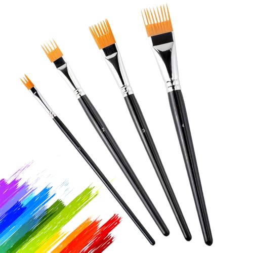 Pinceles para Pintura - 4 Piezas de Herramientas | Brocha Plana - para Pasatiempos Viajes Halloween Cumpleaños Al Aire Libre Salón De Clases Estudio Principiantes Adultos Niños