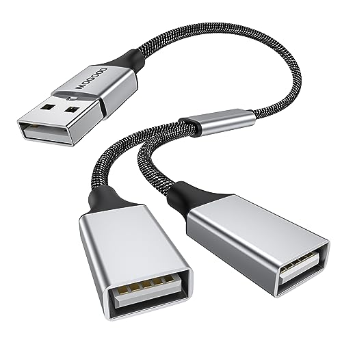 MOGOOD USB Splitter Kabel, 480Mbps Typ A Y Splitter, Adapter Dual USB 2.0, Typ A 1 Stecker zu 2 Buchse Adapter f&uuml;r Lade/Daten &uuml;bertragung, f&uuml;r Laptop, Mac, Auto, PS4/5, Drucker, PC