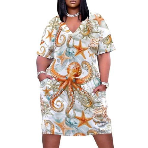 Dolphins Ocean Dress for Women Long Summer Top Casual T-Shirt2