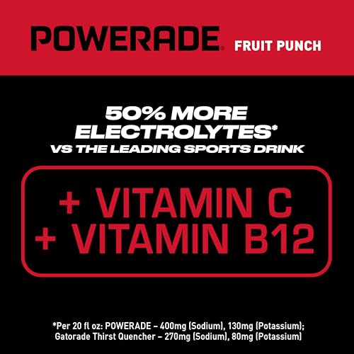 Image of Powerade Fruit Punch, Electrolyte Enhanced Sports Drink, 20 Fl Oz Bottles, 8 Pack | Sport Beverage Enhanced with Electrolytes | 50% More Electrolytes vs. the Leading Sports Drink (per 12oz serving)*
