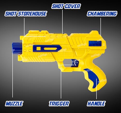 Image of Zest 4 Toyz 2 in 1 Shooting Gun Soft Bullet Gun for Kids Toy with 6 Soft Darts and Water Gel Balls Fun Target Shooting Game for Kids Dart Toy Gun for Boys - Yellow