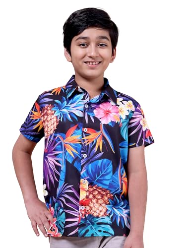 Image of Boys Printed Casual Shirt Short Sleeve Button Down Beach Shirt for Kids