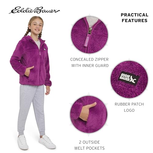 Image of Eddie Bauer Girls' Quest Plush High Pile Faux Sherpa Hooded Jacket