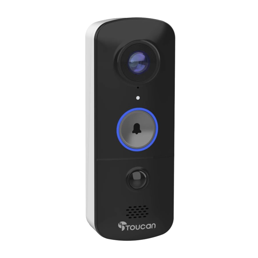 TOUCAN Wireless Video Doorbell V3D – Battery Powered Smart Doorbell Camera, HD Wide Angle, Motion Detection, 2-Way Audio, Night Vision, Easy Install, No Subscription Required, (No Chime)