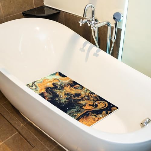 Tapis de bain antidérapant Art Abstract extra long en PVC avec ventouses pour douche - 6