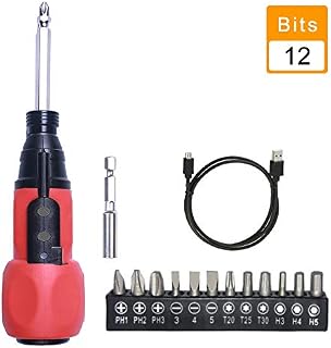 3.6V Electric Screwdriver Rechargeable Cordless Screwdriver with Front LED,12Pcs Precision Screwdriver Bits,USB Charging