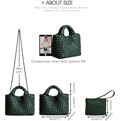 Image of Woven Tote Bag for Women with Coin Purse, Foldable Chain Small Crossbody Handbags, Fashion Shoulder Bag, Hobo Satchel