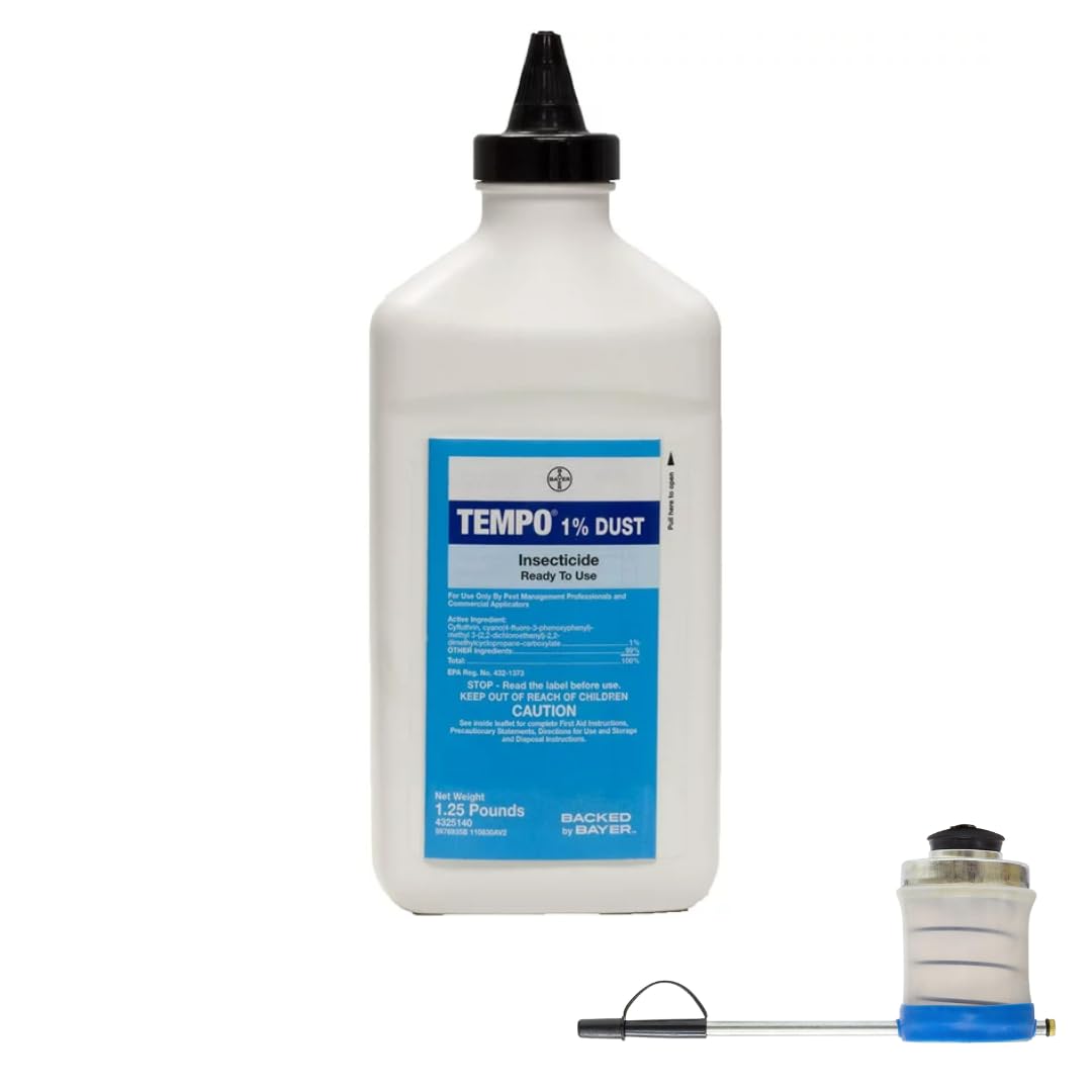 Tempo 1% Insecticidal Dust: Rapid Knockdown & Lasting Defense - Includes USA Supply Puffer