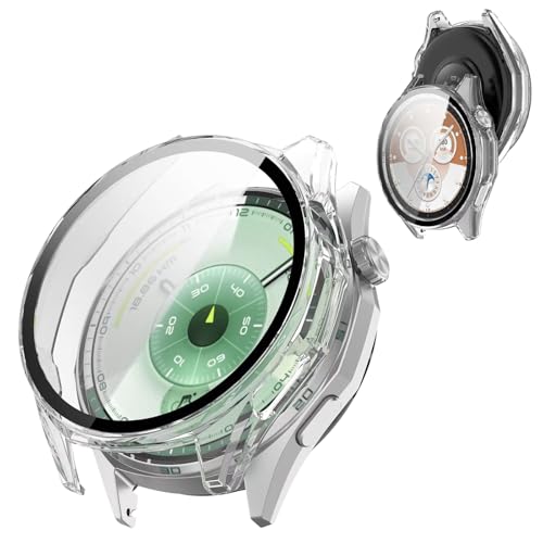 For huawei watch gt6 pro 46mm �J�o�[ �Ή� huawei watch gt6 pro�yESEENN�zPC+�K���X�f�� �P�[�X �S�ʕی� ���ϋv �ϏՌ� �h�o �h�� �����ߗ� �E���ȒP �����^ �J�o�[(46mm,�N���A)