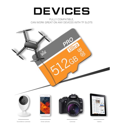 Image of 512GB Micro Sd Card Class 10 SDXC Memory Card with sd Adapter Fast Speed TF Card for Tablet /Mobile Phone /Car Audio-2PCS