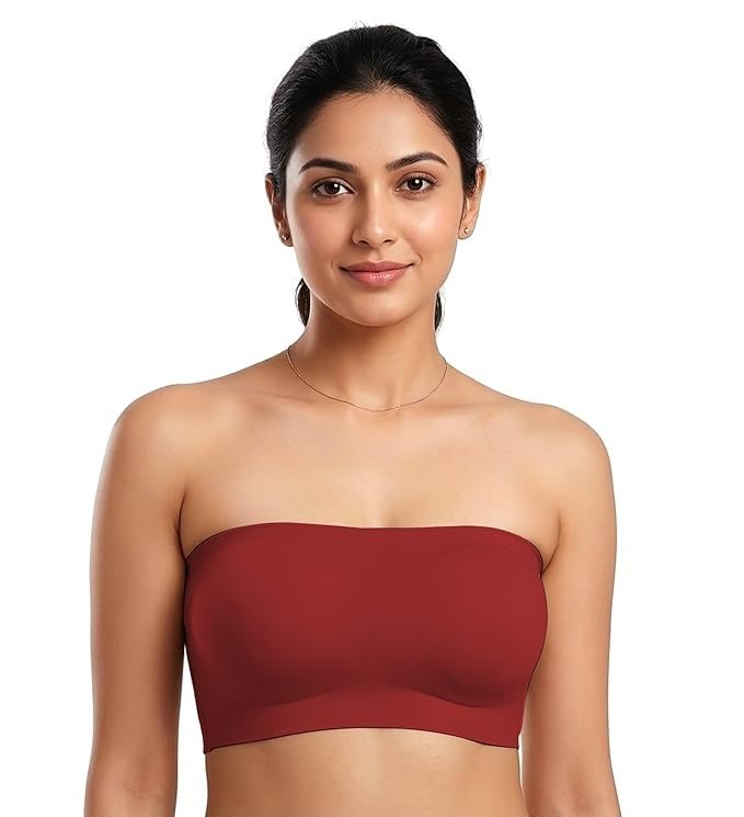 fashiol Women's Strapless Tube Bra Seamless Stretchable Off Shoulder Bralette Bandea Bras Removable Padded Elastic Without Strap Everyday Innerwear (28 to 34)-picture-18