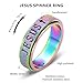 Fidget Spinner Anxiety Ring for Women: Fidget Toys Adults Cute Jesus Thumb Ring Stainless Steel Rainbow Size 10