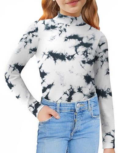Image of Arshiner Girls Long Sleeve Mock Turtleneck Shirts Slim Fit Base Layer Top