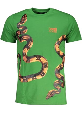 T-shirt vert Cavalli Class en coton haut de gamme pour homme