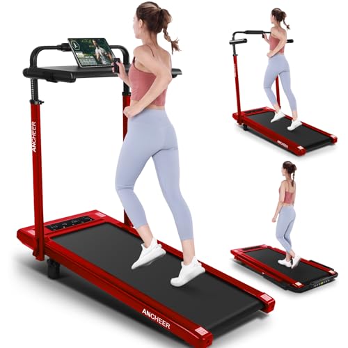 Image of ANCHEER Treadmill with 12% /15% Incline, Folding Walking Pad with Handle Bar, 320-450lb Capacity Under Desk Foldable 3.5HP Treadmills for Home /Office /Gym,Installation-Free