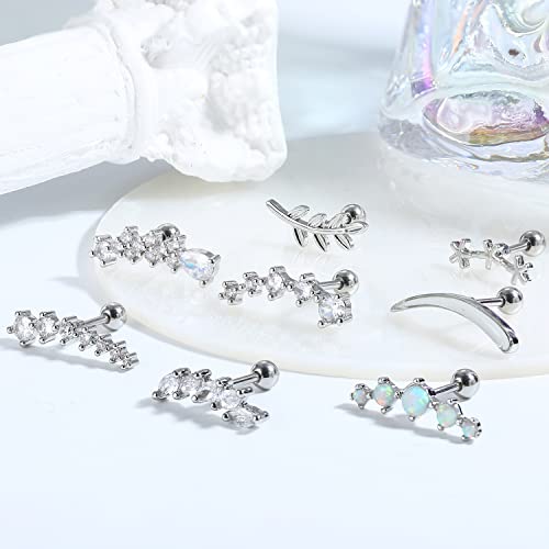 Jstyle JT-J-P0207-S-BALL Surgical Steel 316L 16G Helix Piercing Clear Cz Curved Upper Ear Cartilage Earrings Tragus Piercing Earrings Studs Women Body Piercing Jewelry thumb #5