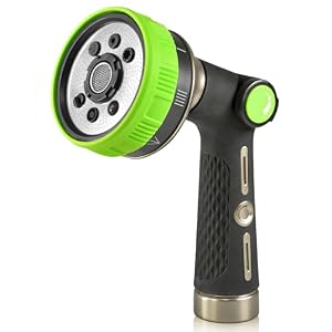 RAINPOINT Hose Sprayer Nozzle Heavy Duty – 8 Spray Patterns Garden Hose Nozzle with Adjustable Flow Control for Watering Plants, Washing Cars,Washing Pets, Thumb Control (Green)