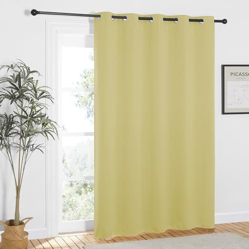 NICETOWN Paler Yellow Blackout Curtains 84 inch Length, Grommet Top Room Darkening Drapes for Bedroom Living Room, Light Blocking Window Covering for Privacy (W66 x L84 Inch, 1 Panel)