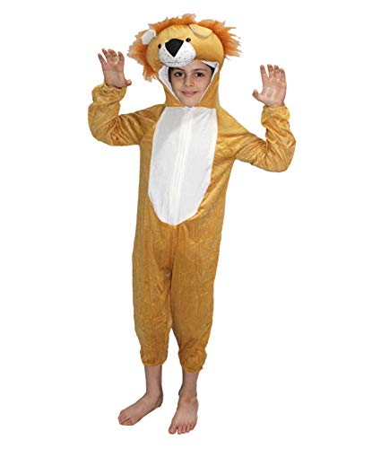 Image of Kaku Fancy Dresses Lion Wild Animal Costume For Kids - Brown, 3-4 Years | Animal Fancy Dress For Boys & Girls