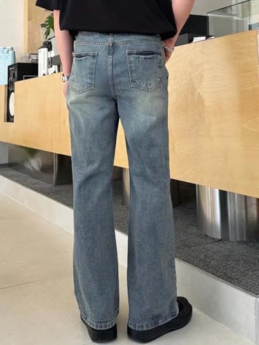 Image of KOTTY Men's Bell Bottom Jeans || Bootcut Denim | Wide Leg Flared Jeans for Men || High Waist Stretchable Retro Fit || Cotton for College Casual