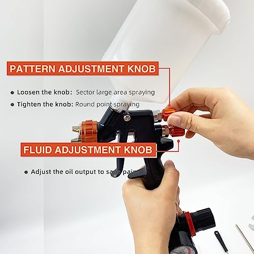 Akisektr Hvlp Spray Gun Set, Professional Paint Sprayer Gun With 1.3Mm Nozzle, 600Cc Capacity, Air Regulator & Gauge, Suitable For Furniture, Car, Fence, Garden #TOP1