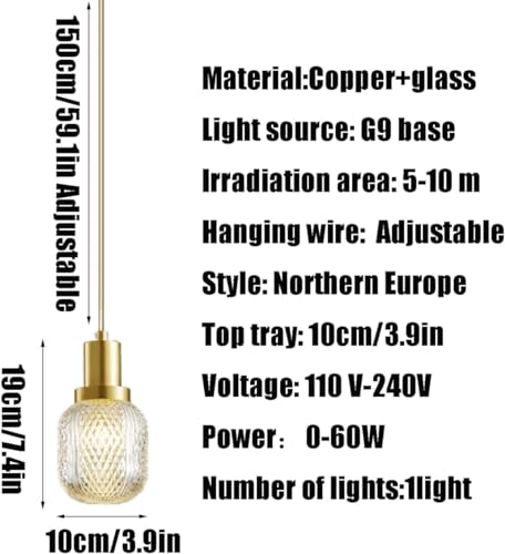 Lámpara colgante de cristal G9 para iluminar la barra de cocina o mesas de comedor 4